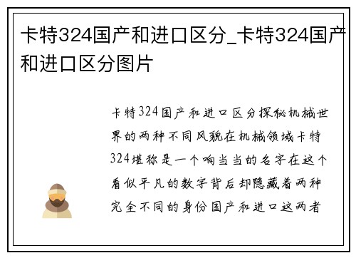 卡特324国产和进口区分_卡特324国产和进口区分图片