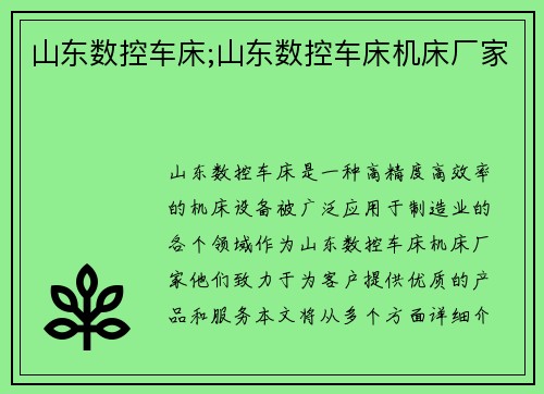 山东数控车床;山东数控车床机床厂家